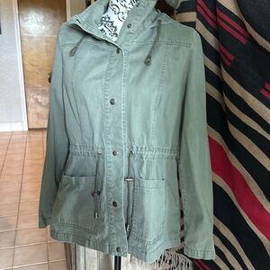 Forever 21 Khaki Hooded Coat Sz M